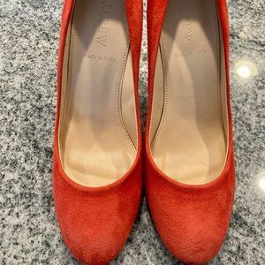 JCrew Orange Suede Heels Size 8